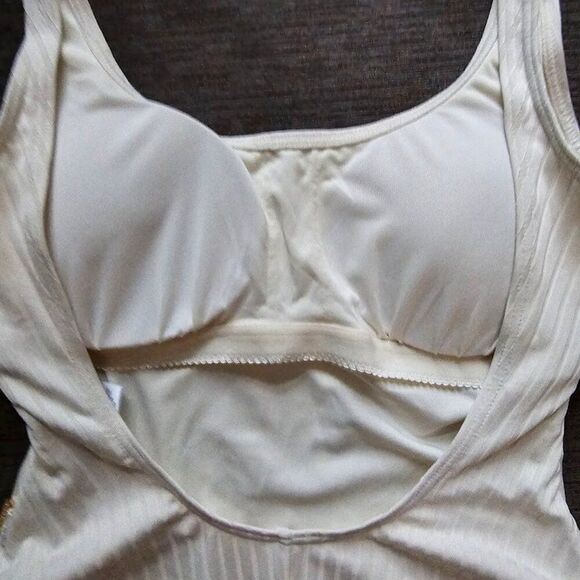 Michael Kors Women's bone Ribbed Square Tank One Piece Swimwear Swimsuit Size 8 - Picture 11 of 14